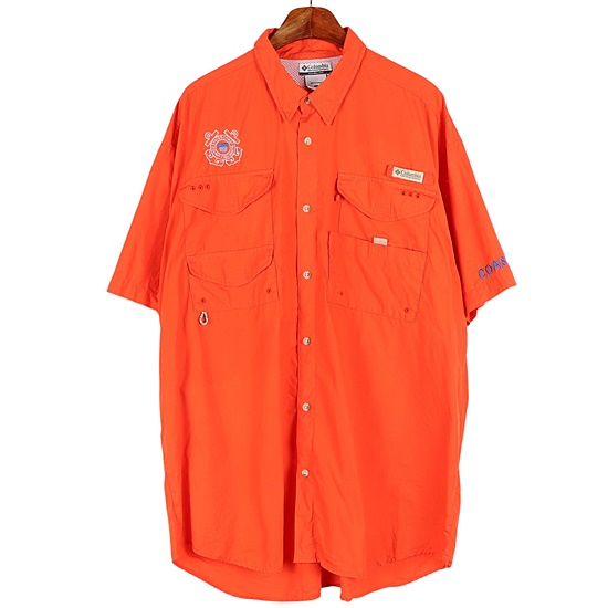 컬럼비아(COLUMBIA) 오렌지 PFG 피싱 반팔 셔츠 / XL