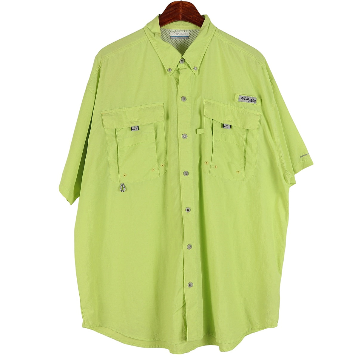 컬럼비아(COLUMBIA) 옐로그린 PFG 피싱 반팔 셔츠 / L