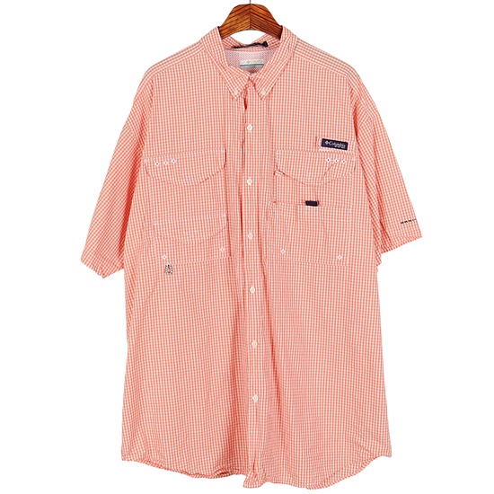 컬럼비아(COLUMBIA) 깅엄체크 PFG 피싱 반팔 셔츠 / XL